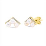 Ohrstecker Gelbgold 18kt 0,09 Diamantschmuck mit 22 Diamanten Zuchtperle 3 mm - 2U602