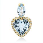 Anhänger 3er-Krappe Gelbgold 18kt 0,10 Diamantschmuck Farbstein 3,1 ct - 3H929