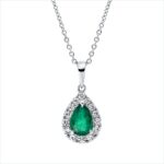 Collier 3er-Krappe Weißgold 18kt 0,24 Diamantschmuck Farbstein 0,68 ct - 4K633