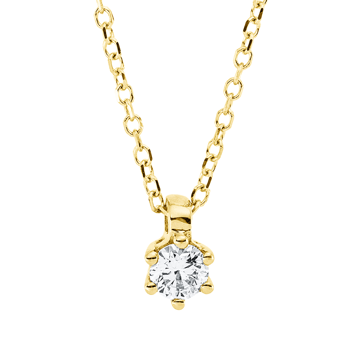 4N894G Collier 6er-Krappe Gelbgold 18kt 0,14 Diamantschmuck mit 1 Diamanten - 4N894 – Bild 1