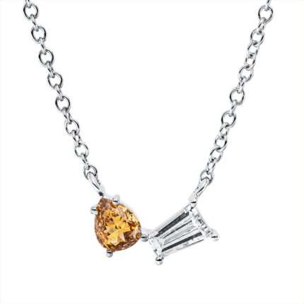 Collier Weißgold / Gelbgold 18kt 0,34 Diamantschmuck mit 2 Diamanten - 4O170