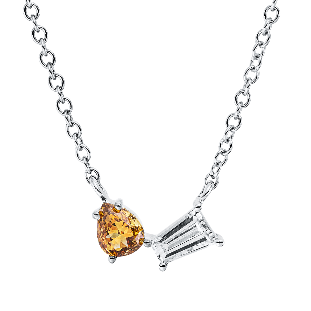 4O170WG Collier Weißgold / Gelbgold 18kt 0,34 Diamantschmuck mit 2 Diamanten - 4O170 – Bild 1