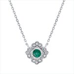 Collier Weißgold 18kt 0,07 Diamantschmuck Farbstein 0,18 ct - 4O180