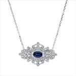 Collier Weißgold 18kt 0,34 Diamantschmuck Farbstein 0,79 ct - 4O184