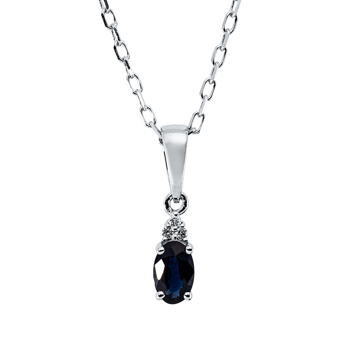 4O221W Collier 4er-Krappe Weißgold 18kt 0,01 Diamantschmuck Farbstein 0,3 ct - 4O221 – Bild 1