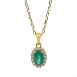 Collier 4er-Krappe Gelbgold 18kt 0,09 Diamantschmuck Farbstein 0,46 ct - 4O223