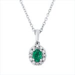 Collier Weißgold 18kt 0,07 Diamantschmuck Farbstein 0,14 ct - 4O244