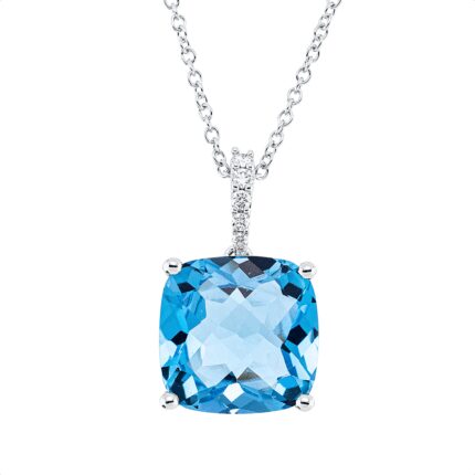 Collier Weißgold 18kt 0,04 Diamantschmuck Farbstein 5,42 ct - 4O246