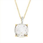 Collier Gelbgold 18kt 0,04 Diamantschmuck Farbstein 3,44 ct - 4O248