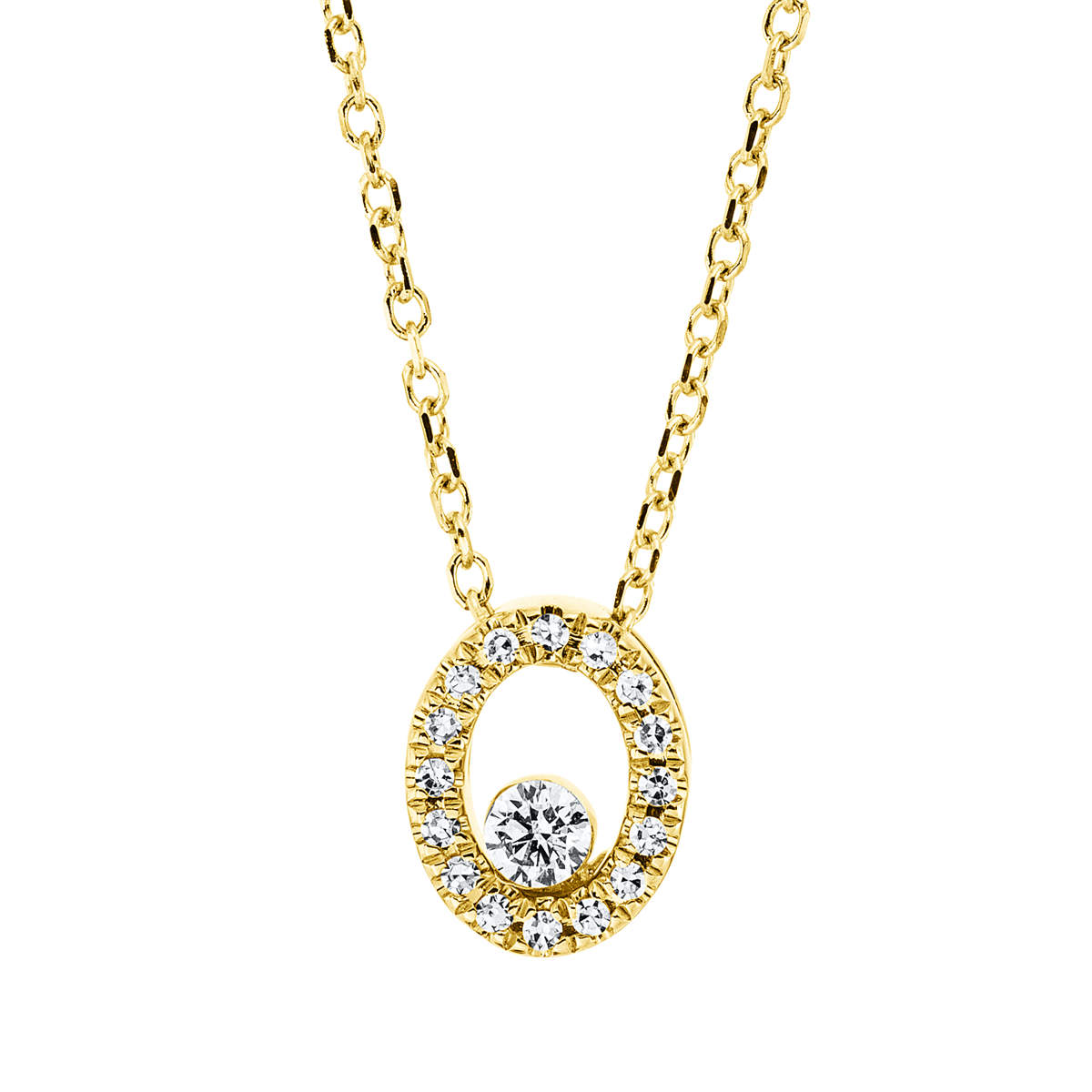 4O288G Collier Gelbgold 18kt 0,10 Diamantschmuck mit 17 Diamanten - 4O288 – Bild 1