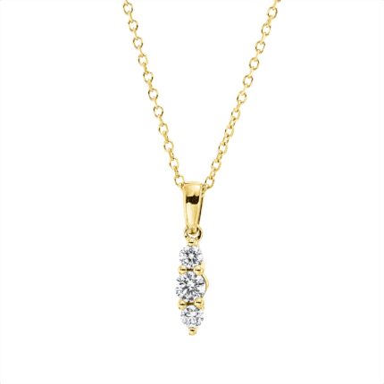 Collier Gelbgold 18kt 0,18 Diamantschmuck mit 3 Diamanten - 4O292