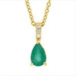 Collier 3er-Krappe Gelbgold 18kt 0,02 Diamantschmuck Farbstein 0,39 ct - 4O360