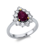 Farbstein Weißgold / Gelbgold 18kt 0,96 Diamantringe Farbstein 1,32 ct - 1AC37