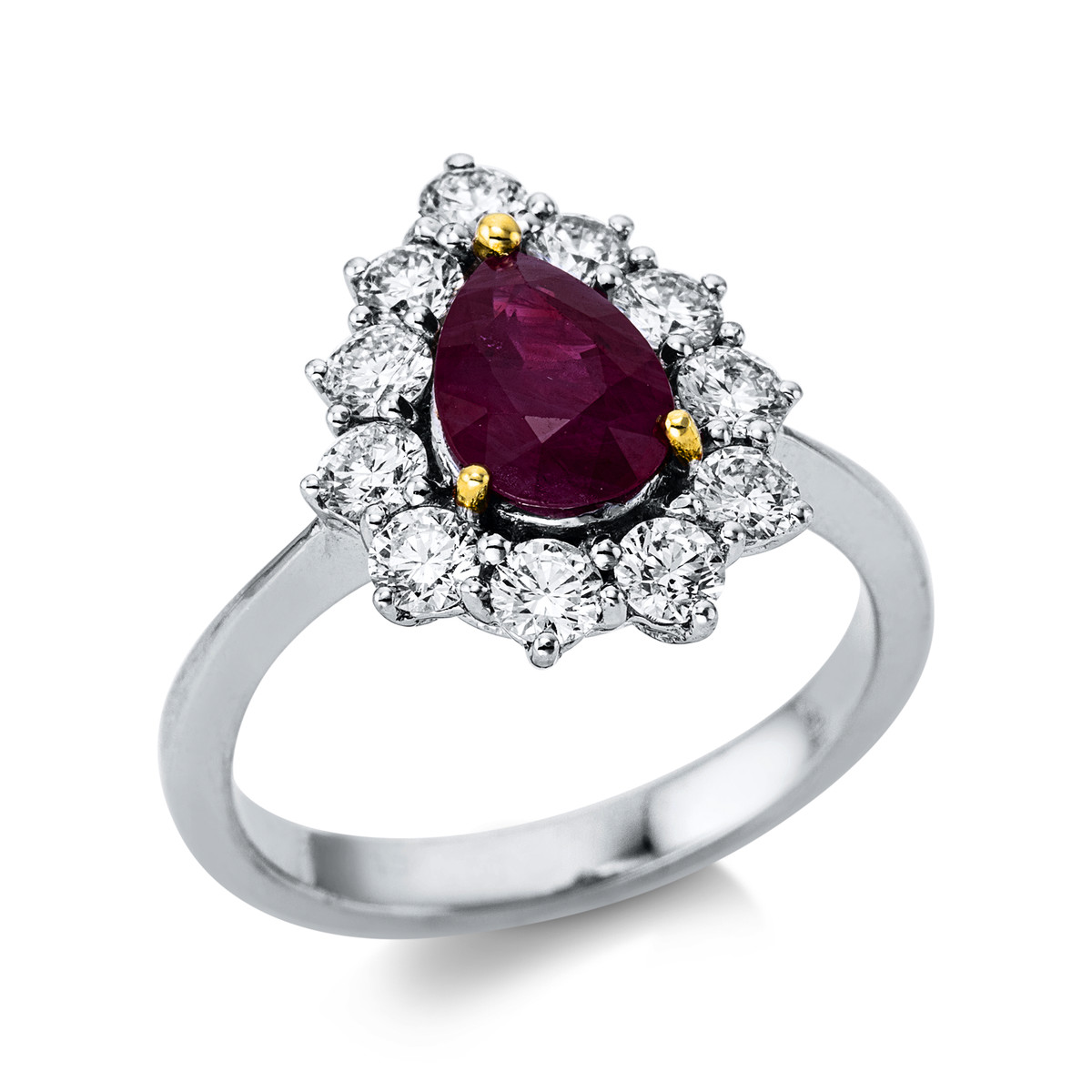 1AC37WG Farbstein Weißgold / Gelbgold 18kt 0,96 Diamantringe Farbstein 1,32 ct - 1AC37 – Bild 1