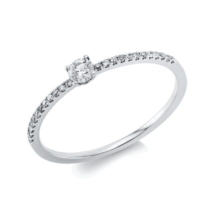 Solitaeire Weißgold 18kt 0,17 Diamantringe mit 25 Diamanten - 1DB12