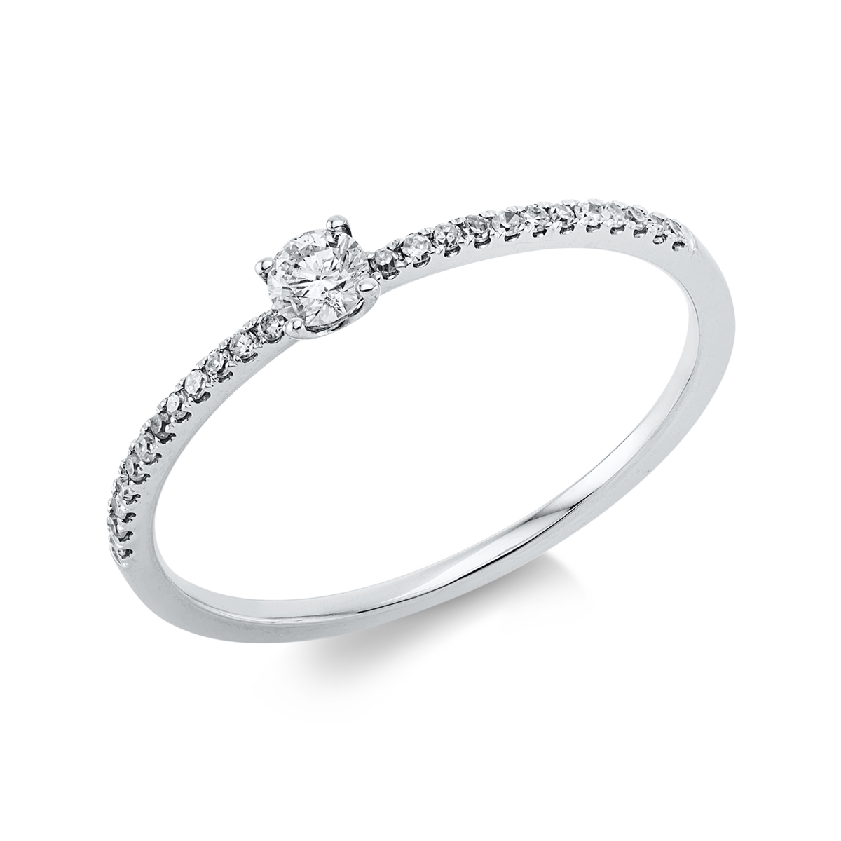 1DB12W Solitaeire Weißgold 18kt 0,17 Diamantringe mit 25 Diamanten - 1DB12 – Bild 1