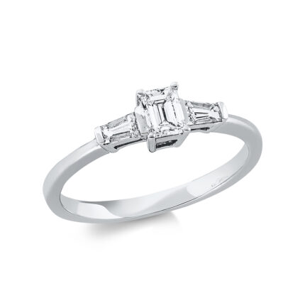 Solitaeire Weißgold 18kt 0,51 Diamantringe mit 3 Diamanten - 1DR77