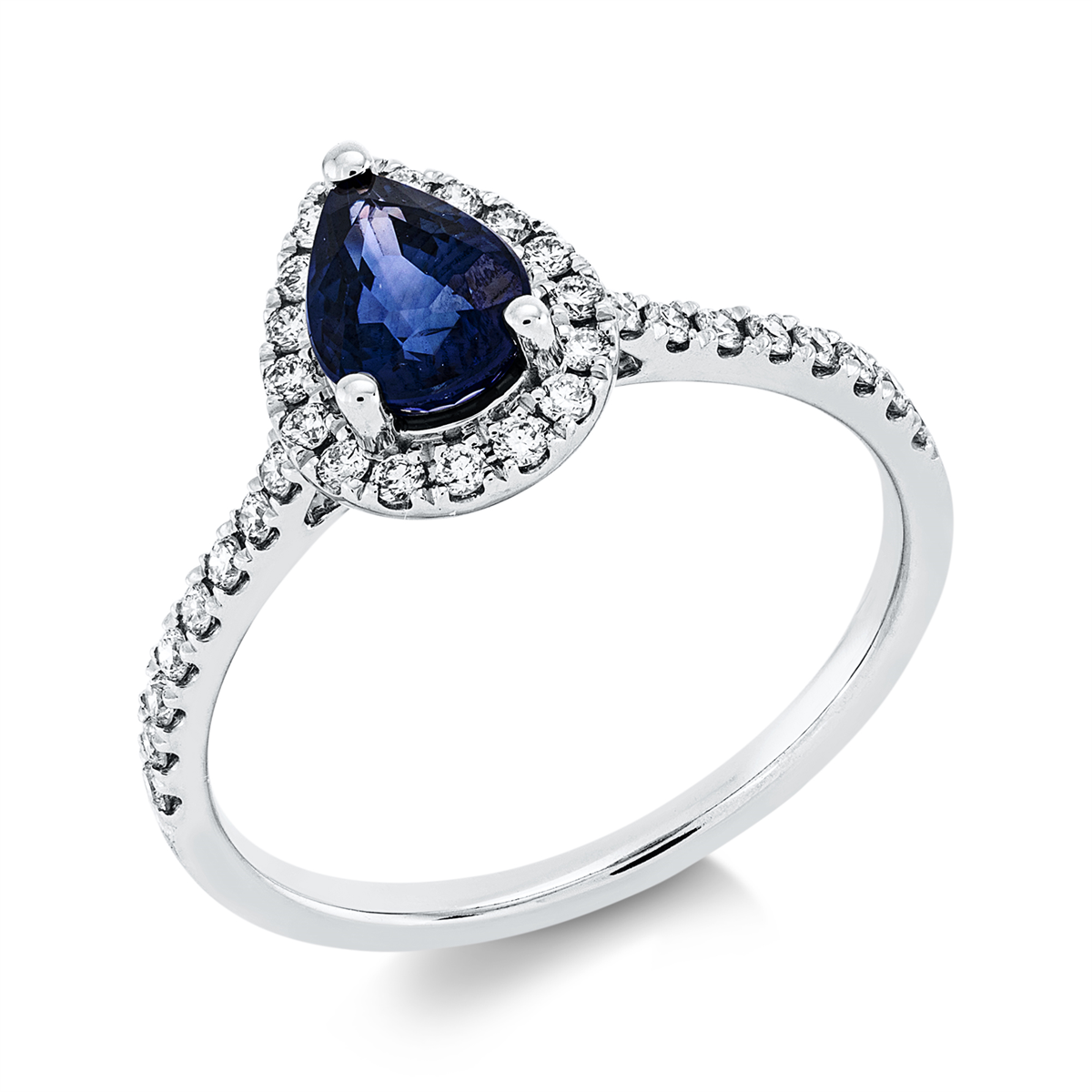 1DU50W Farbstein 3er-Krappe Weißgold 18kt 0,27 Diamantringe Farbstein 0,97 ct - 1DU50 – Bild 1