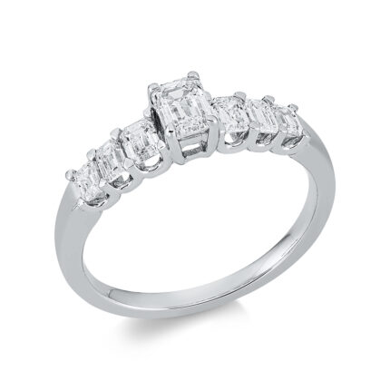 Baguette Weißgold 18kt 0,95 Diamantringe mit 7 Diamanten - 1EA53