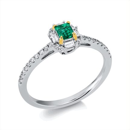 Farbstein Weißgold / Gelbgold 18kt 0,28 Diamantringe Farbstein 0,21 ct - 1EE33