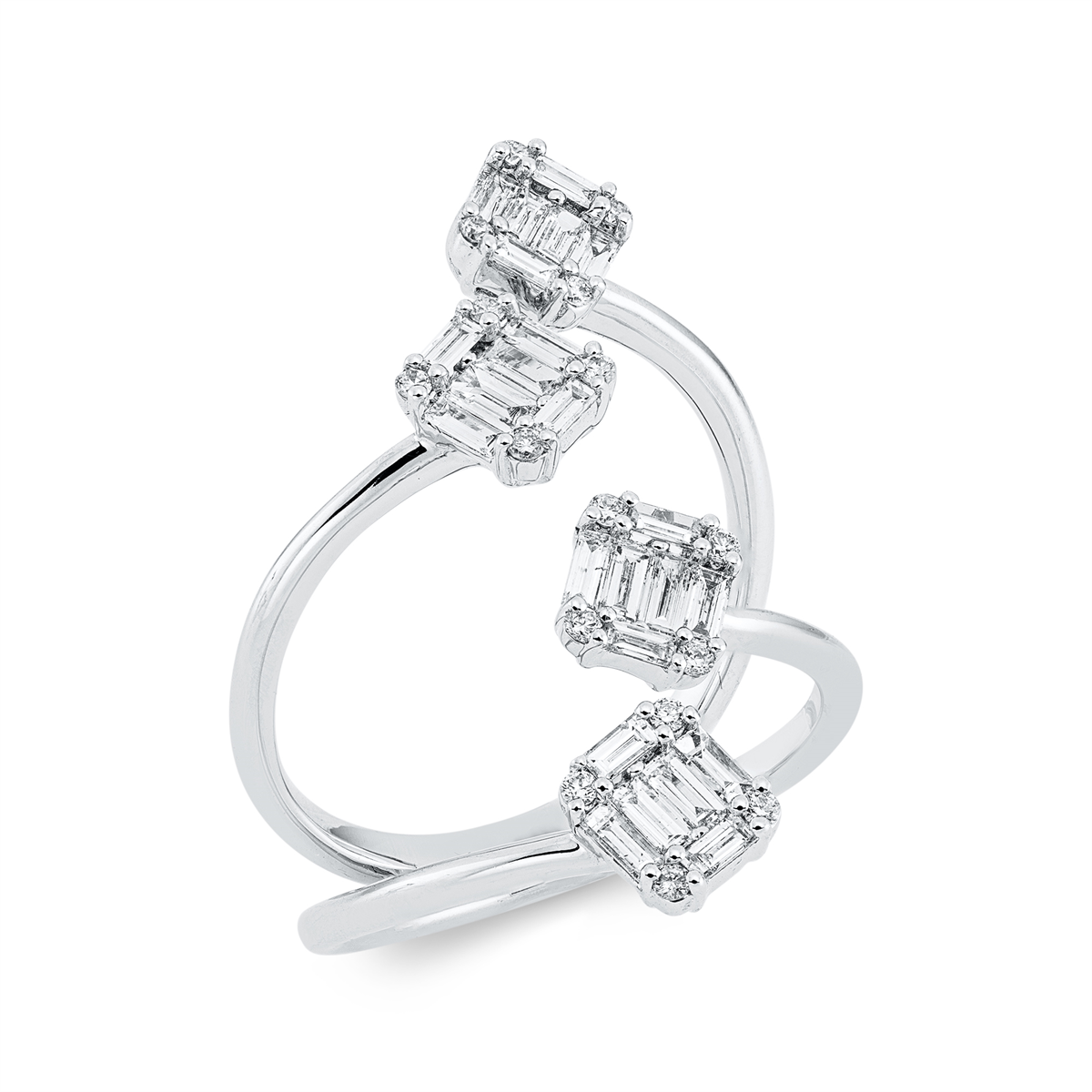 1FC59W Baguette Weißgold 18kt 0,77 Diamantringe mit 40 Diamanten - 1FC59 – Bild 1