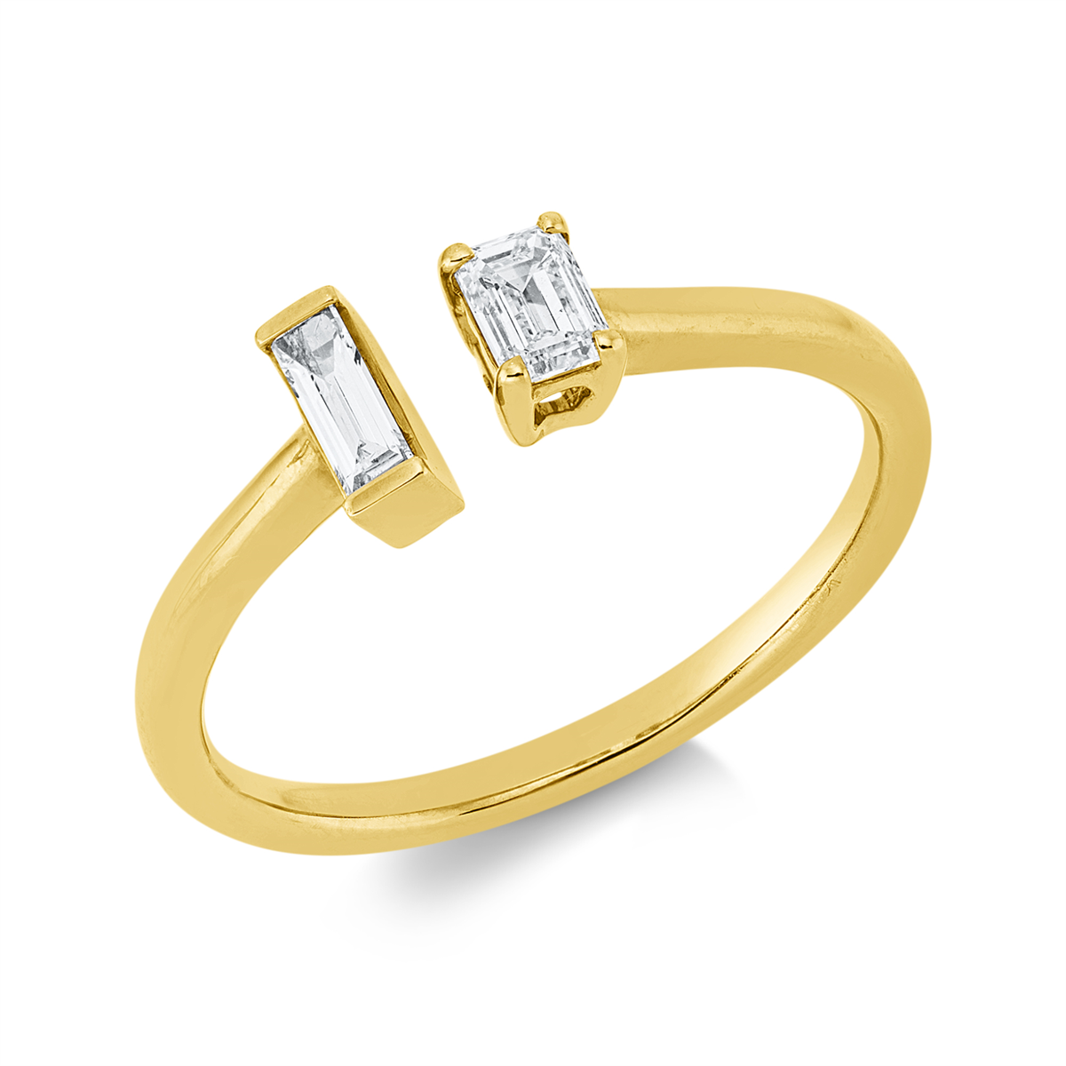 1GI72G Baguette Gelbgold 18kt 0,27 Diamantringe mit 2 Diamanten - 1GI72 – Bild 1