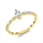 Solitaeire Gelbgold 18kt 0,55 Diamantringe mit 9 Diamanten - 1GV62