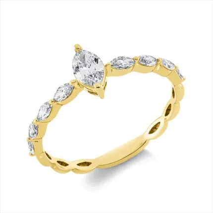 Solitaeire Gelbgold 18kt 0,55 Diamantringe mit 9 Diamanten - 1GV62
