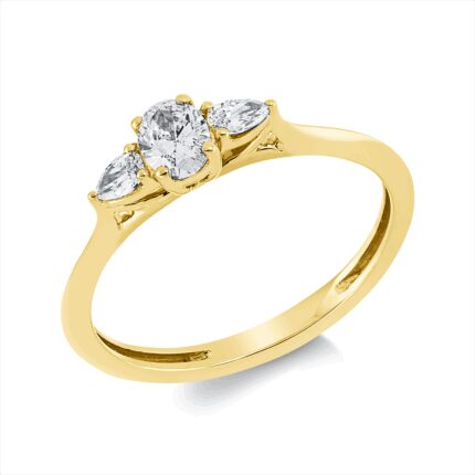 Solitaeire Gelbgold 18kt 0,37 Diamantringe mit 3 Diamanten - 1GW70