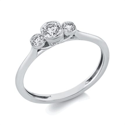 Solitaeire Weißgold 18kt 0,40 Diamantringe mit 3 Diamanten - 1GW94