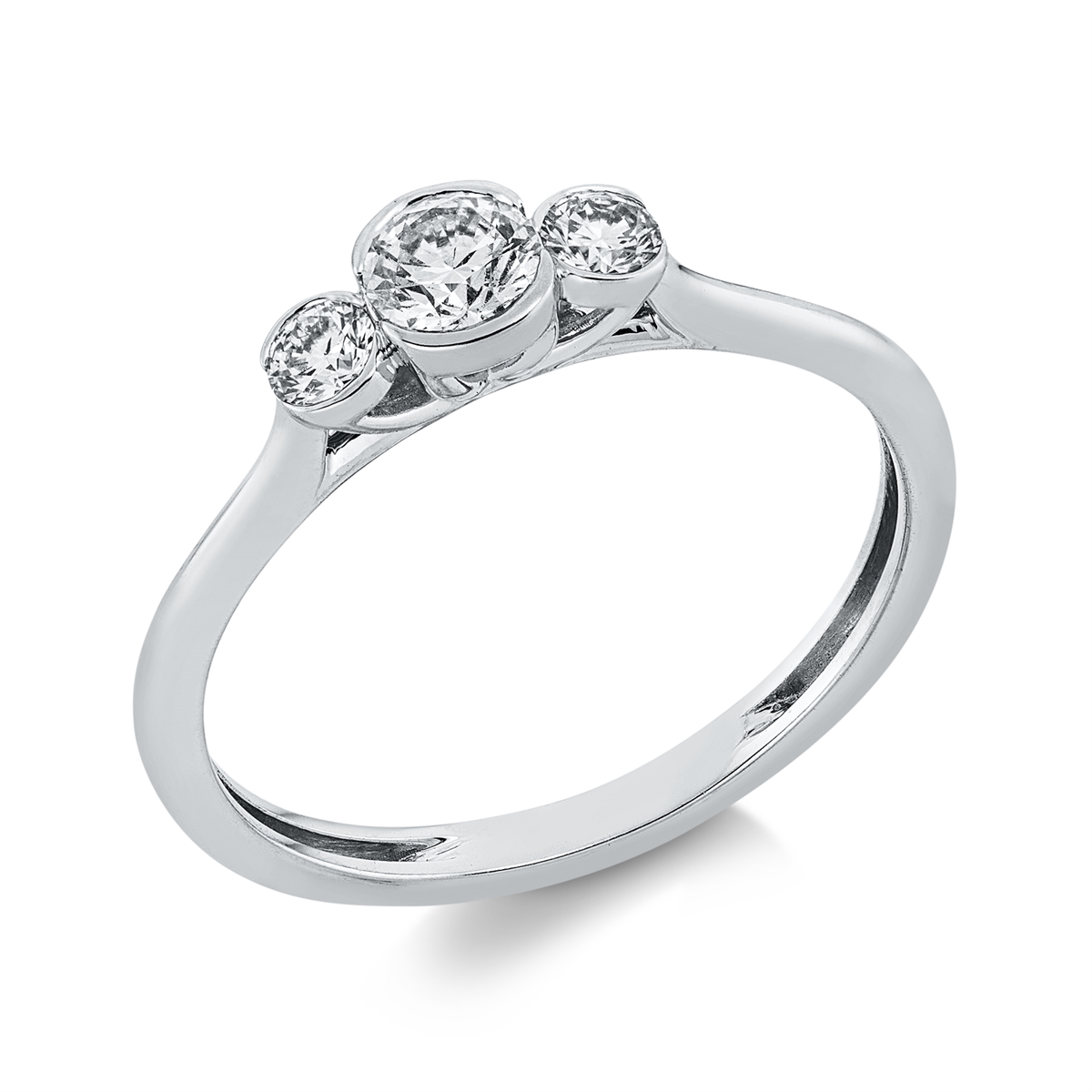 1GW94W Solitaeire Weißgold 18kt 0,40 Diamantringe mit 3 Diamanten - 1GW94 – Bild 1