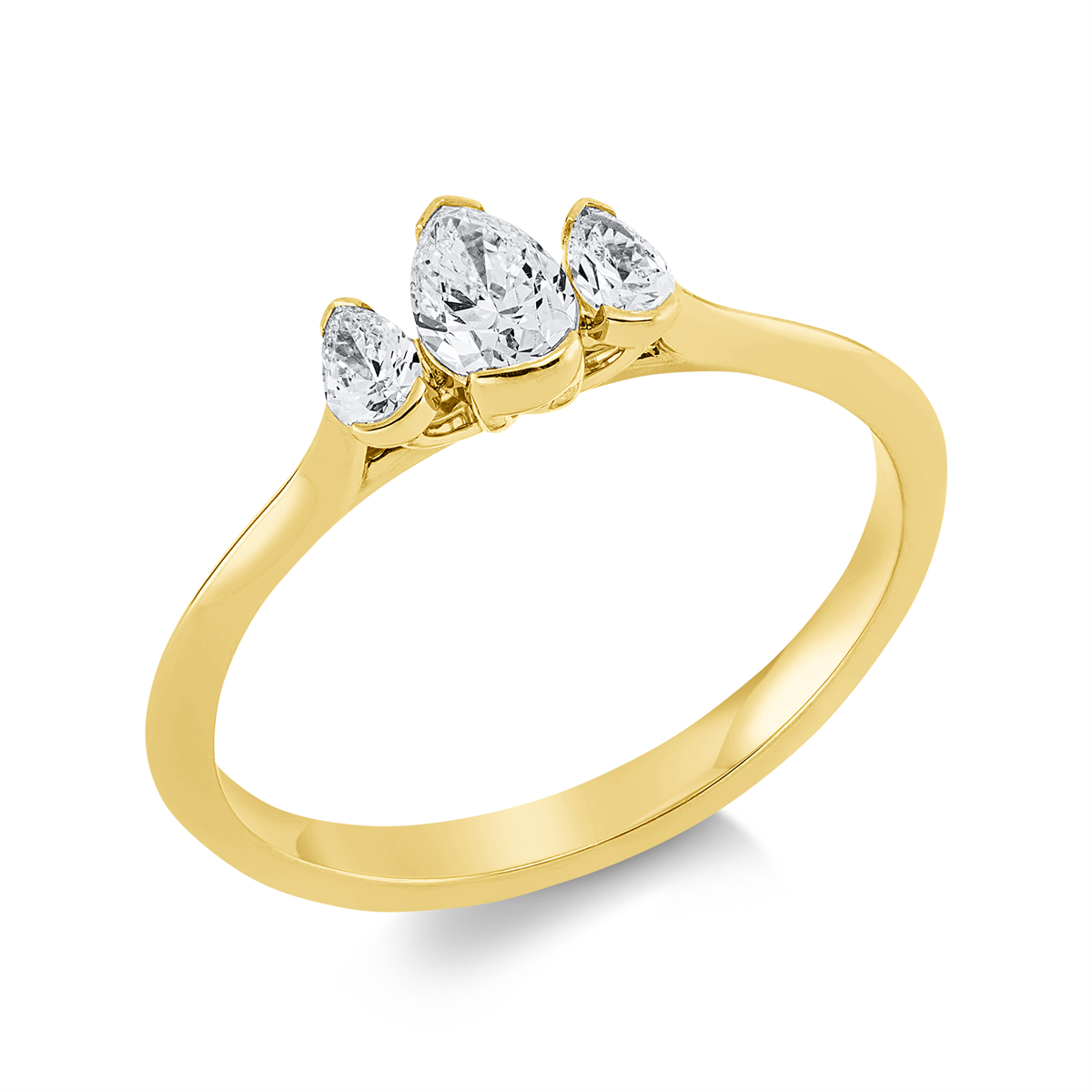 1GW98G Solitaeire Gelbgold 18kt 0,41 Diamantringe mit 3 Diamanten - 1GW98 – Bild 1