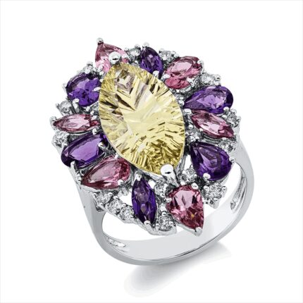 Farbstein Weißgold 18kt 0,46 Diamantringe Farbstein 8,12 ct - 1HH98