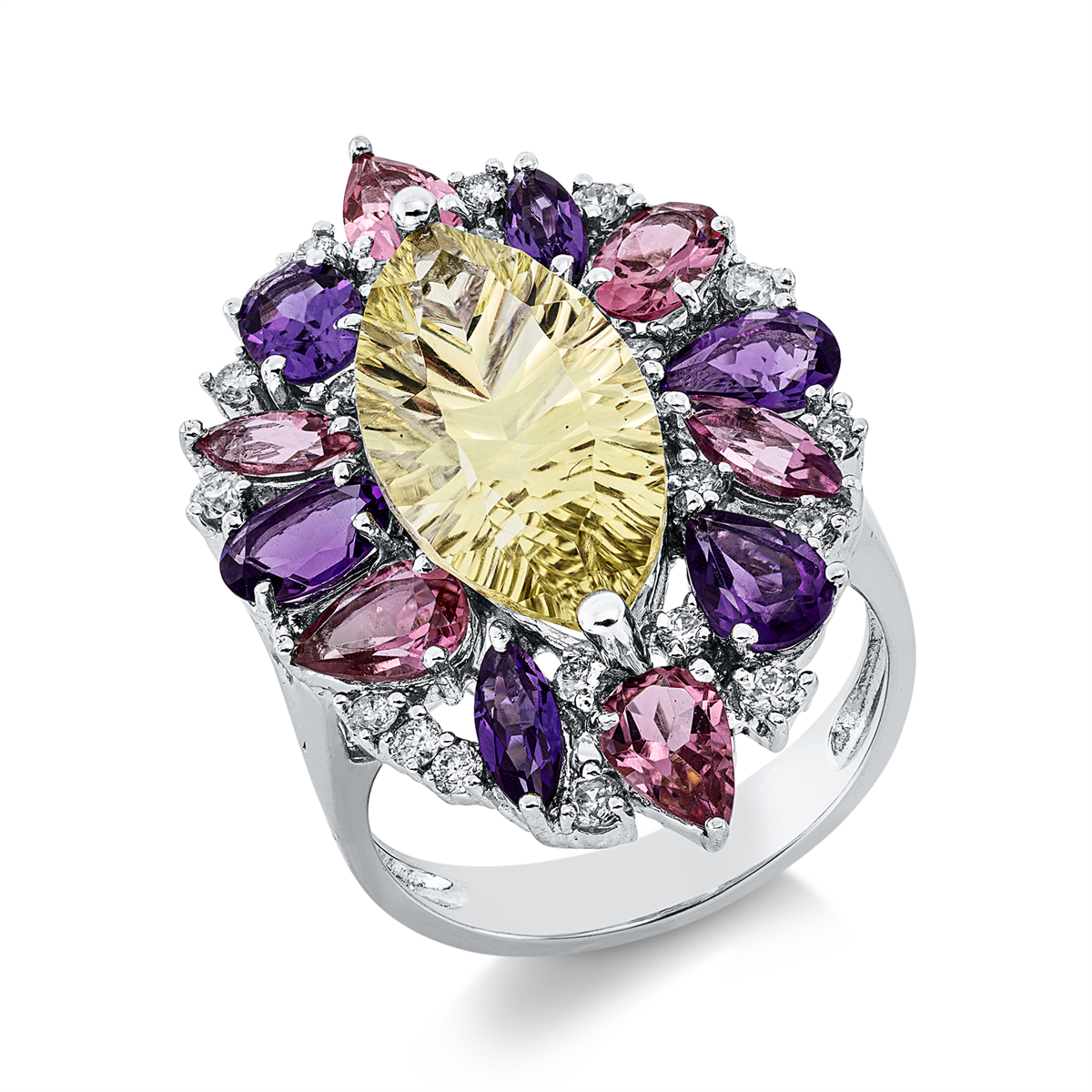 1HH98W Farbstein Weißgold 18kt 0,46 Diamantringe Farbstein 8,12 ct - 1HH98 – Bild 1