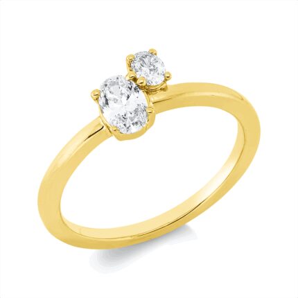 Mehrfachsteinbesatz Gelbgold 18kt 0,43 Diamantringe mit 2 Diamanten - 1HL04