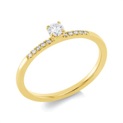 Solitaeire 4er-Krappe Gelbgold 18kt 0,19 Diamantringe mit 11 Diamanten - 1HM92
