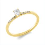 Solitaeire 4er-Krappe Gelbgold 18kt 0,28 Diamantringe mit 11 Diamanten - 1HM93
