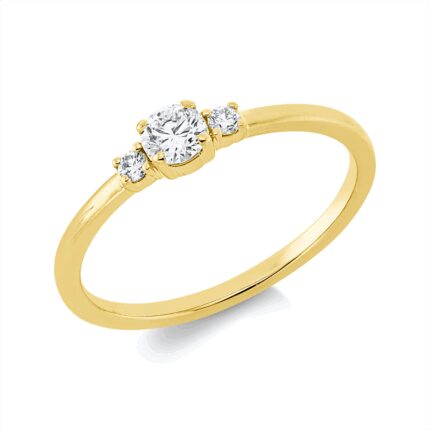 Solitaeire 4er-Krappe Gelbgold 18kt 0,24 Diamantringe mit 3 Diamanten - 1HN08
