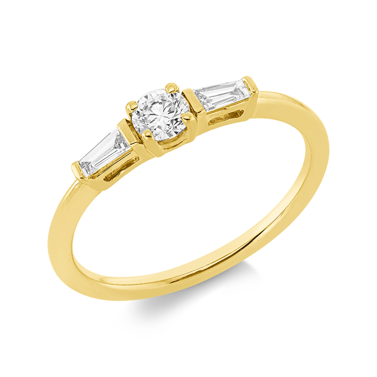 1HN12G Solitaeire 4er-Krappe Gelbgold 18kt 0,31 Diamantringe mit 3 Diamanten - 1HN12 – Bild 1