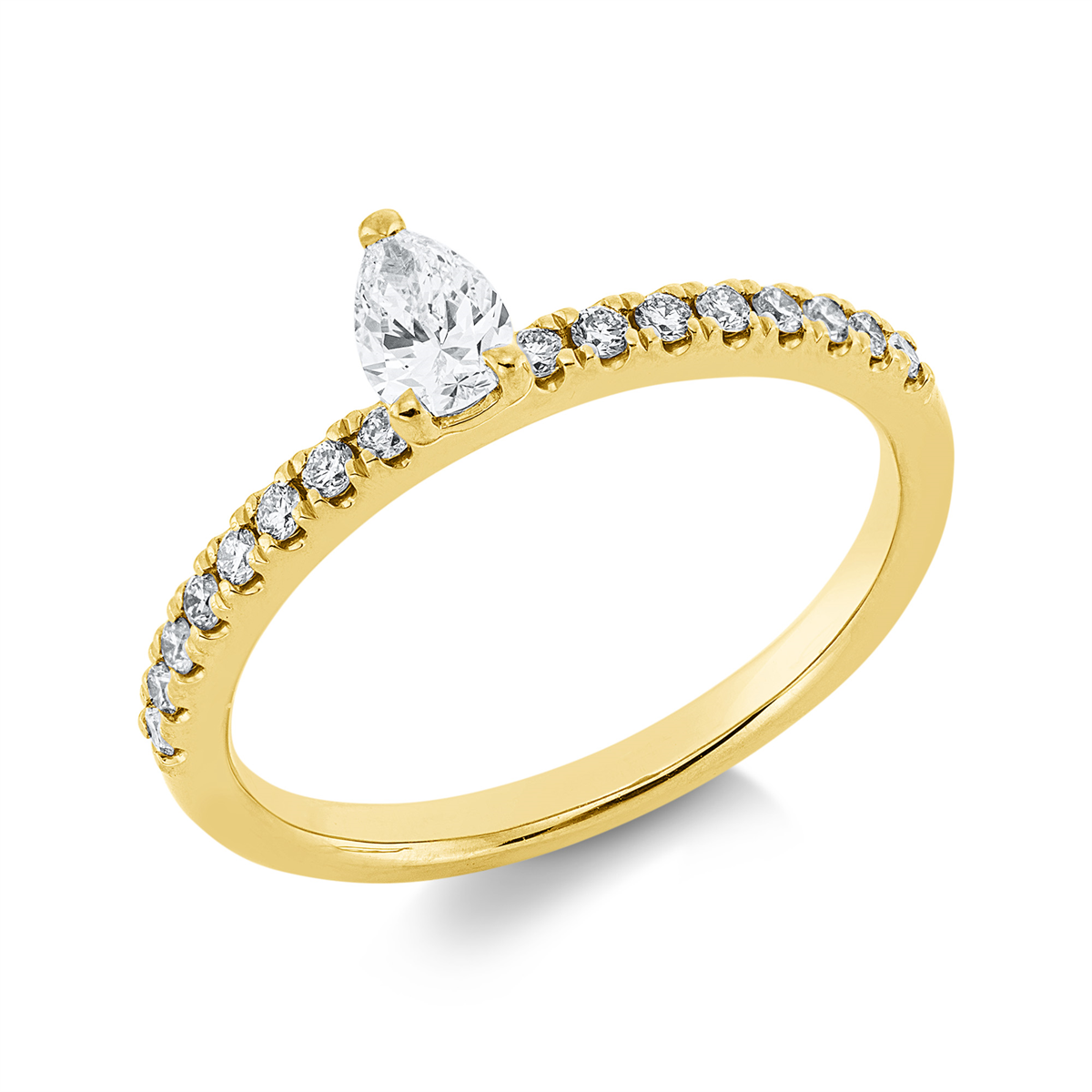 1HN14G Solitaeire 3er-Krappe Gelbgold 18kt 0,43 Diamantringe mit 17 Diamanten - 1HN14 – Bild 1