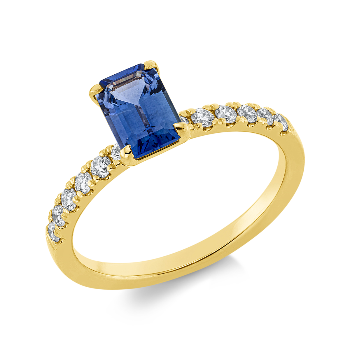 1HN18G Farbstein 4er-Krappe Gelbgold 18kt 0,25 Diamantringe Farbstein 1,1 ct - 1HN18 – Bild 1