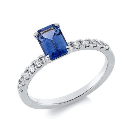 Farbstein 4er-Krappe Weißgold 18kt 0,25 Diamantringe Farbstein 1,01 ct - 1HN18