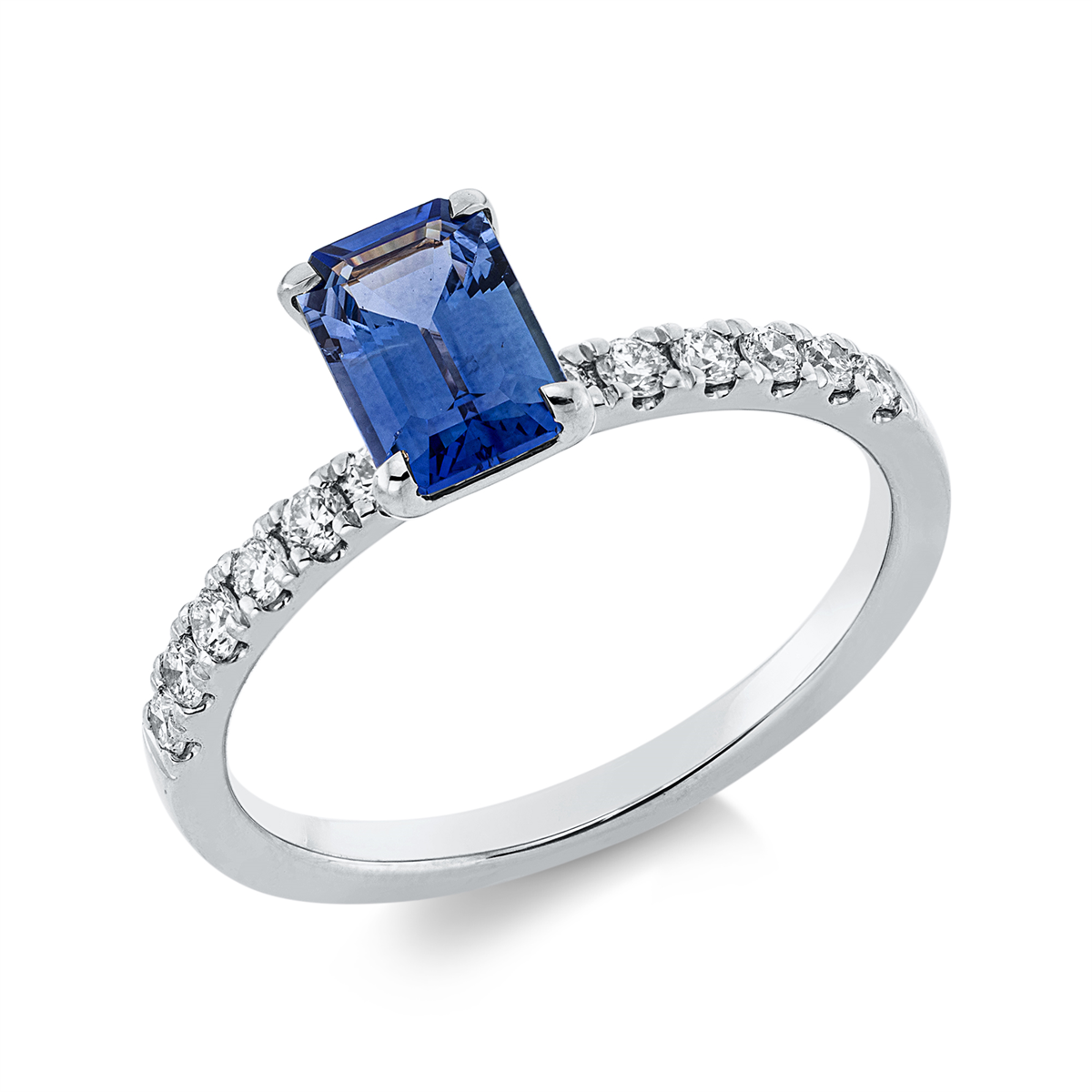 1HN18W Farbstein 4er-Krappe Weißgold 18kt 0,25 Diamantringe Farbstein 1,01 ct - 1HN18 – Bild 1