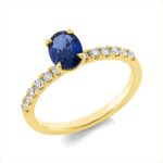 Farbstein 4er-Krappe Gelbgold 18kt 0,25 Diamantringe Farbstein 1 ct - 1HN21