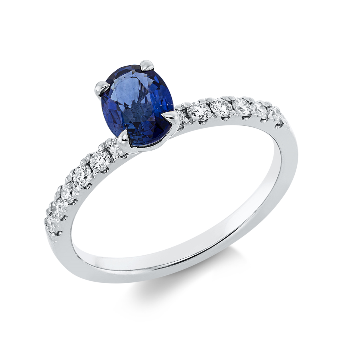 1HN21W Farbstein 4er-Krappe Weißgold 18kt 0,25 Diamantringe Farbstein 0,95 ct - 1HN21 – Bild 1