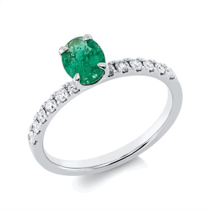 Farbstein 4er-Krappe Weißgold 18kt 0,26 Diamantringe Farbstein 0,63 ct - 1HN23