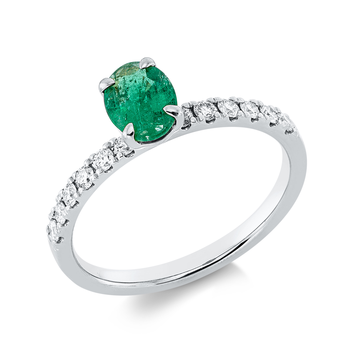 1HN23W Farbstein 4er-Krappe Weißgold 18kt 0,26 Diamantringe Farbstein 0,63 ct - 1HN23 – Bild 1