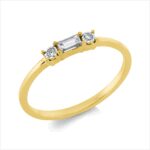 Baguette Gelbgold 18kt 0,13 Diamantringe mit 3 Diamanten - 1HN35