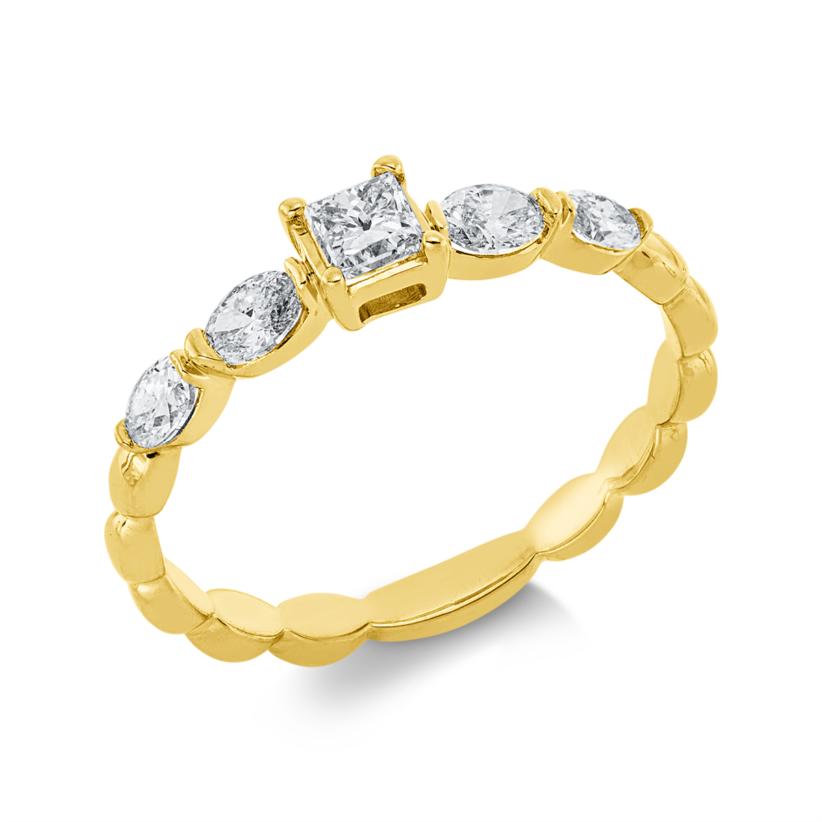 1HN39G Solitaeire Gelbgold 18kt 0,53 Diamantringe mit 5 Diamanten - 1HN39 – Bild 1