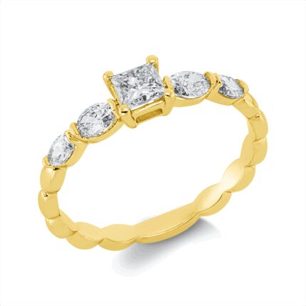 Solitaeire Gelbgold 18kt 0,62 Diamantringe mit 5 Diamanten - 1HN40